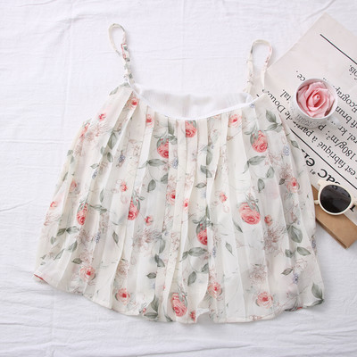 Maieu modern de damă cu model floral și bretele subțiri