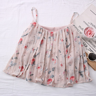 Maieu modern de damă cu model floral și bretele subțiri