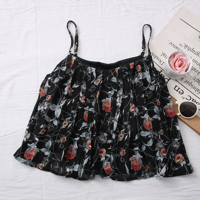 Maieu modern de damă cu model floral și bretele subțiri