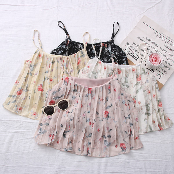 Maieu modern de damă cu model floral și bretele subțiri