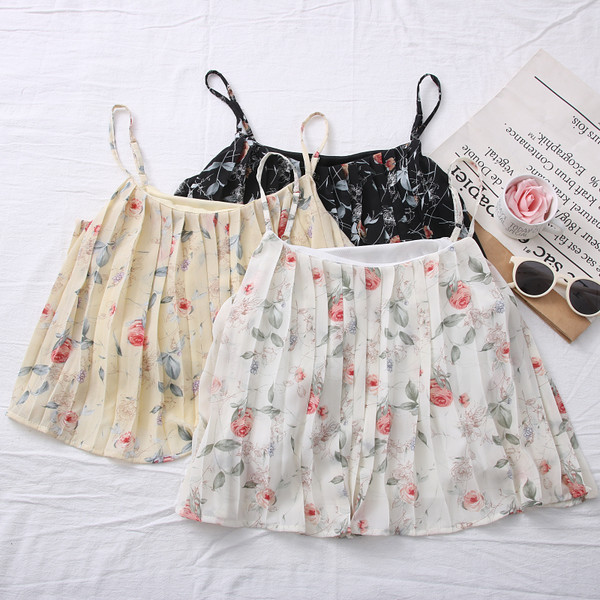 Maieu modern de damă cu model floral și bretele subțiri