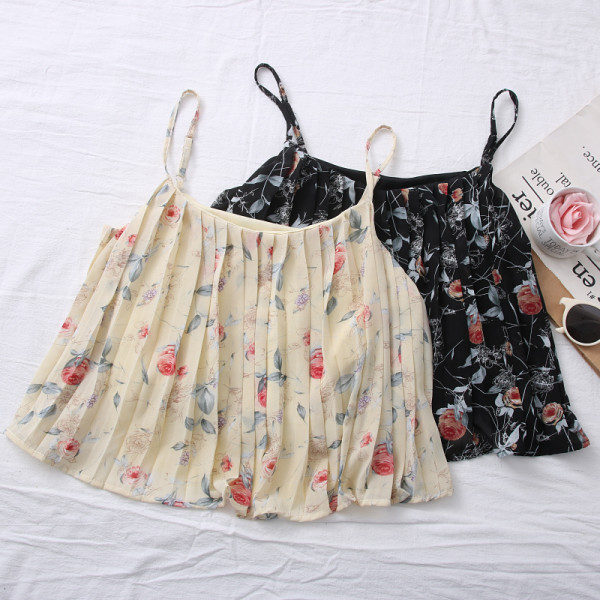 Maieu modern de damă cu model floral și bretele subțiri