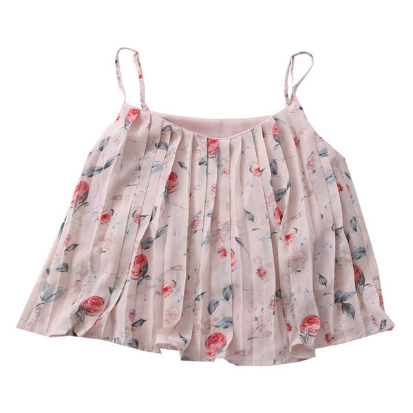 Maieu modern de damă cu model floral și bretele subțiri