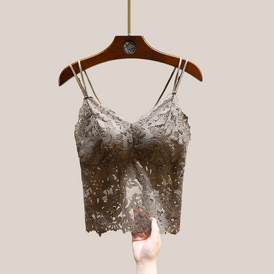 Moteriška nėriniuota krūtinė su plonais petnešėlėmis ir pagalvėlėmis