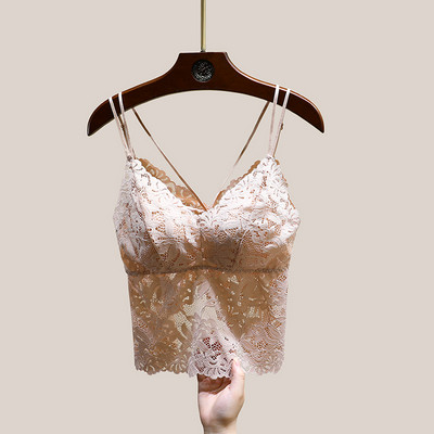 Moteriška nėriniuota krūtinė su plonais petnešėlėmis ir pagalvėlėmis