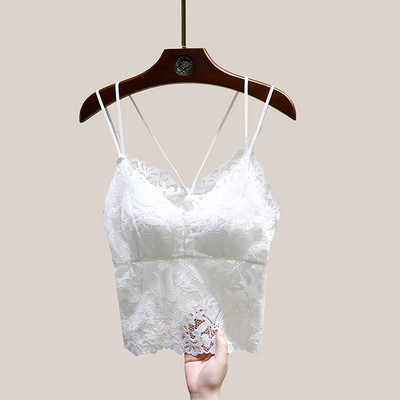 Moteriška nėriniuota krūtinė su plonais petnešėlėmis ir pagalvėlėmis