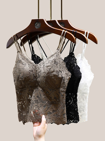 Moteriška nėriniuota krūtinė su plonais petnešėlėmis ir pagalvėlėmis