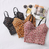 Μοντέρνο γυναικείο καθημερινό αμάνικο με λεπτά τιραντάκια με λουλουδάτο μοτίβο