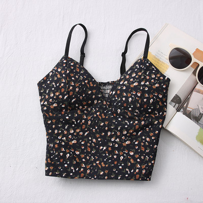 Μοντέρνο γυναικείο καθημερινό αμάνικο με λεπτά τιραντάκια με λουλουδάτο μοτίβο