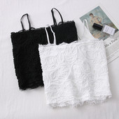 Novi model ženske majice bez rukava na tanke naramenice u bijeloj i crnoj boji