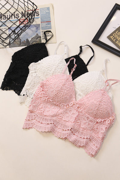 Ženski čipkani bustier s tankim naramenicama