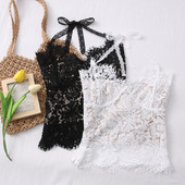 Maiou de dama din dantela model nou alb si negru