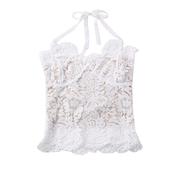 Maiou de dama din dantela model nou alb si negru