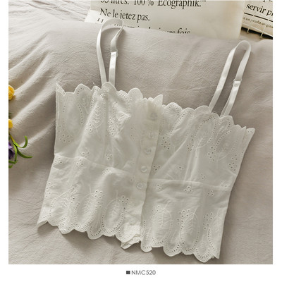 Top casual dama cu bretele subtiri si nasturi in alb