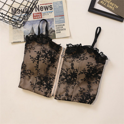 Moderni ženski poprsje s patentnim zatvaračem i čipkom