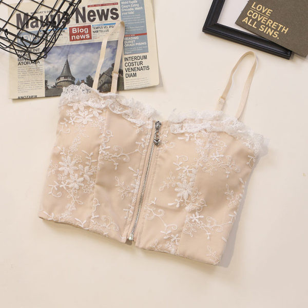 Moderni ženski poprsje s patentnim zatvaračem i čipkom