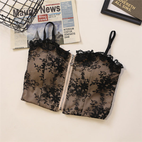 Moderni ženski poprsje s patentnim zatvaračem i čipkom