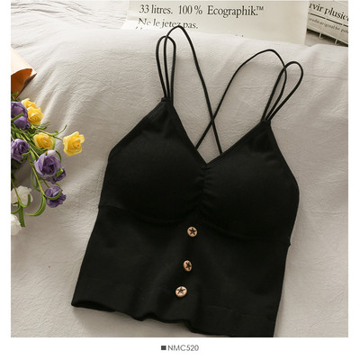 Γυναικεία αμάνικι μπλούζα με κουμπιά και λεπτά τιραντάκια