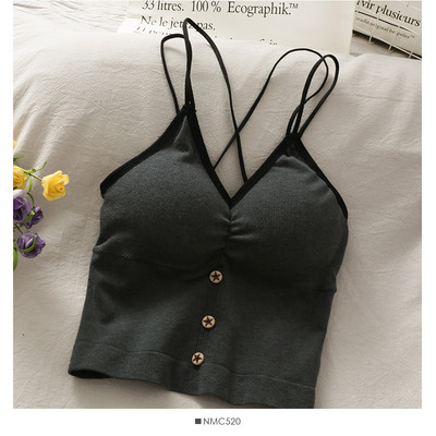 Γυναικεία αμάνικι μπλούζα με κουμπιά και λεπτά τιραντάκια