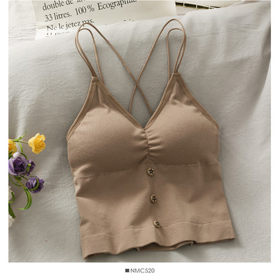 Γυναικεία αμάνικι μπλούζα με κουμπιά και λεπτά τιραντάκια