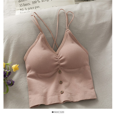 Γυναικεία αμάνικι μπλούζα με κουμπιά και λεπτά τιραντάκια