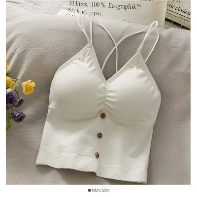 Γυναικεία αμάνικι μπλούζα με κουμπιά και λεπτά τιραντάκια