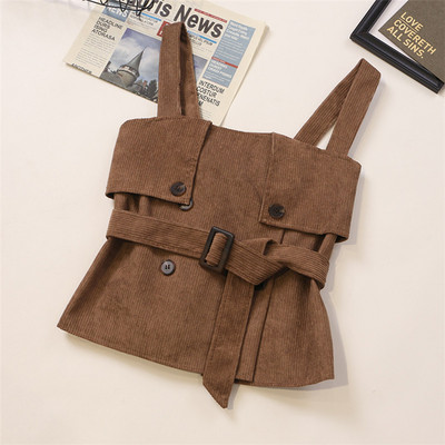 Novi model ženske majice bez rukava na dugmad i pojas