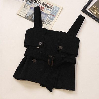 Novi model ženske majice bez rukava na dugmad i pojas