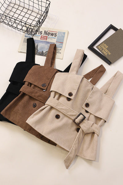 Novi model ženske majice bez rukava na dugmad i pojas