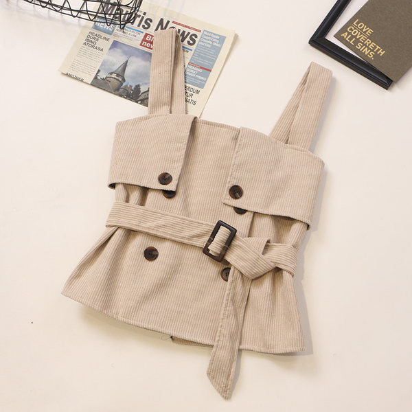 Novi model ženske majice bez rukava na dugmad i pojas