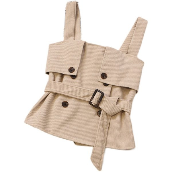 Novi model ženske majice bez rukava na dugmad i pojas