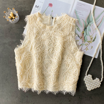 Μοντέρνο γυναικείο αμάνικο με οβάλ λαιμόκοψη και φερμουάρ στο πίσω μέρος