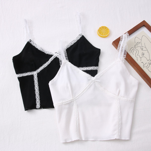 Dnevna ženska majica bez rukava sa špic izrezom u tri boje