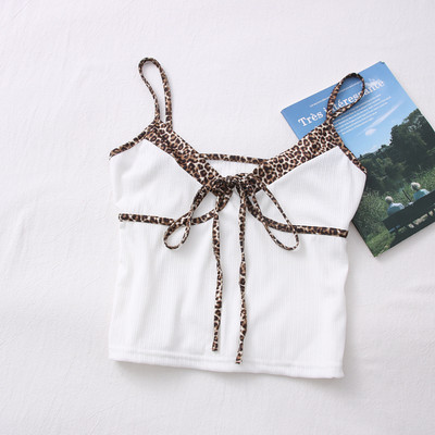 Ženska ležerna majica bez rukava s vezama i životinjskim printom