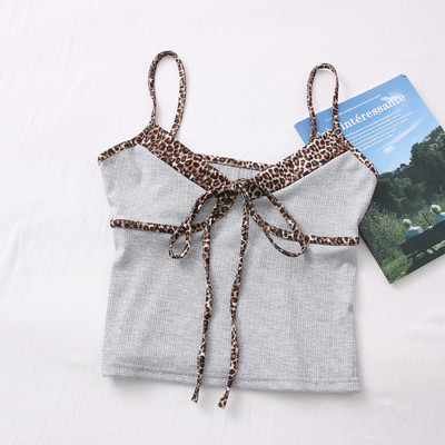 Ženska ležerna majica bez rukava s vezama i životinjskim printom