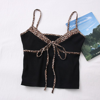 Ženska ležerna majica bez rukava s vezama i životinjskim printom
