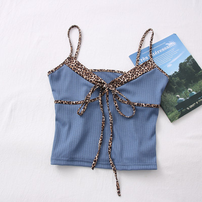 Ženska ležerna majica bez rukava s vezama i životinjskim printom