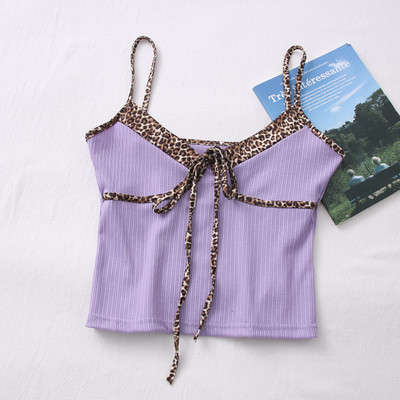 Ženska ležerna majica bez rukava s vezama i životinjskim printom