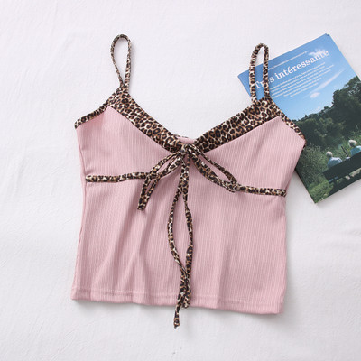 Ženska ležerna majica bez rukava s vezama i životinjskim printom