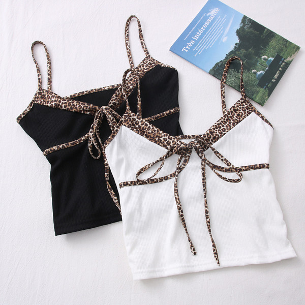 Ženska ležerna majica bez rukava s vezama i životinjskim printom