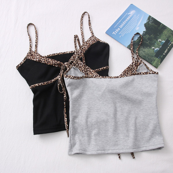 Ženska ležerna majica bez rukava s vezama i životinjskim printom