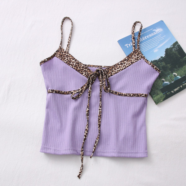 Ženska ležerna majica bez rukava s vezama i životinjskim printom