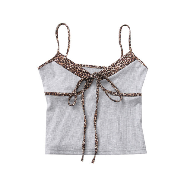 Ženska ležerna majica bez rukava s vezama i životinjskim printom