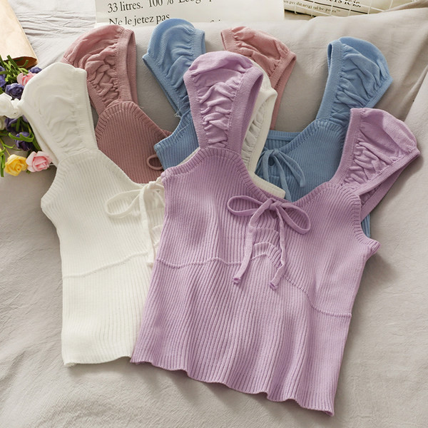 Ženska majica bez rukava s trakom i širokim naramenicama