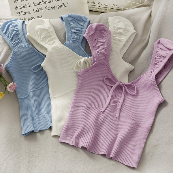 Ženska majica bez rukava s trakom i širokim naramenicama