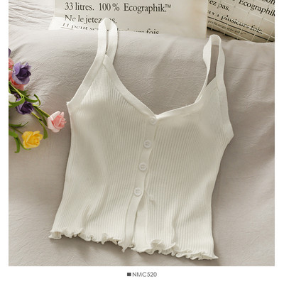 Ženska majica bez rukava na dugmad i tanke naramenice u više boja