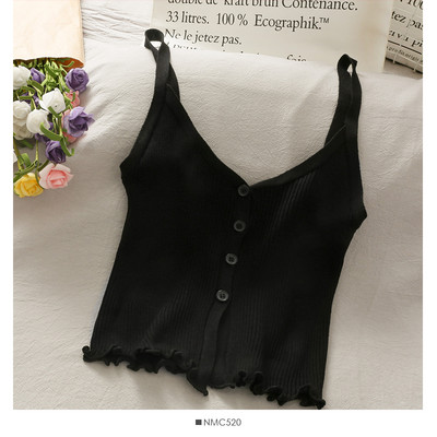 Ženska majica bez rukava na dugmad i tanke naramenice u više boja