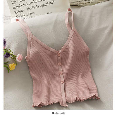 Ženska majica bez rukava na dugmad i tanke naramenice u više boja