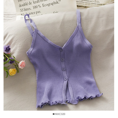 Ženska majica bez rukava na dugmad i tanke naramenice u više boja