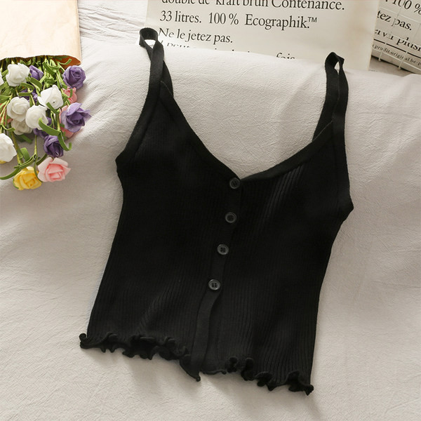 Ženska majica bez rukava na dugmad i tanke naramenice u više boja